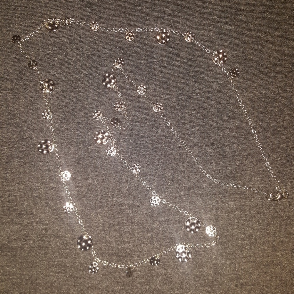 A long silver necklace